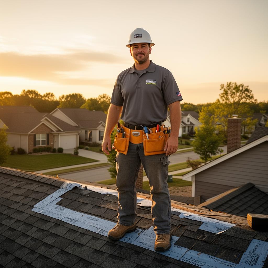 US roofing contractor on a residential roof